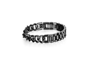 4250269362814 - Edelstahlarmband FIRETTI Schmuck Geschenk Armband Panzerkette kombiniert verstellbar Armbänder Gr Edelstahl schwarz Damen Edelstahlarmbänder