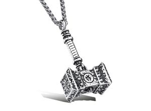 4250269363583 - Kette mit Anhänger FIRETTI Schmuck Geschenk Thor Hammer Halsketten Gr Edelstahl Länge 60 cm Breite 3 mm schwarz (edelstahlfarben schwarz) Herren