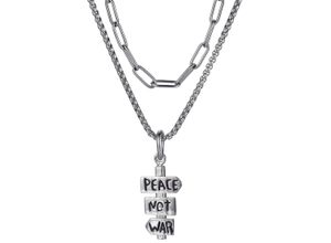4250269363965 - Kette mit Anhänger FIRETTI Schmuck Geschenk Peace Halsketten Gr Edelstahl Länge 45 cm schwarz (edelstahlfarben schwarz) Damen 4250269363965 - Kette mit Anhänger FIRETTI Schmuck Geschenk Peace Halsketten Gr Edelstahl Länge 45 cm schwarz (edelstahlfarben schwarz) Damen
