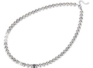 4250269364535 - Perlenkette KINGKA Schmuck Geschenk Edelstahl Halsschmuck Halskette OSN-705SGRW-PEA Halsketten Gr Edelstahl-Perlen Länge 55 cm silberfarben (edelstahlfarben schwarzgrau weiß) Damen Perlenketten mit Muschelperle