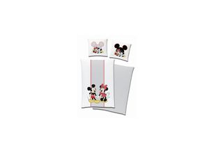 4250282974889 - Tex Idea Lizenz Bettwäsche Disney Mickey Mouse + Minnie Mouse - versch Farben - Mickey+Minnie weiß