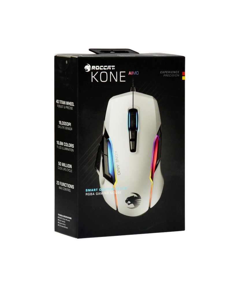 4250288175778 - Kone AIMO Remastered Ergonomische Gaming-Maus USB Optisch Weiß 16000 dpi Ergonomisch Beleuchtet