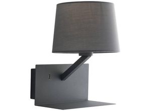 4250294316035 - Luce Ambiente Design - Wandlampe ciak Grau mit Stoff Lampenschirm usb Lampe mit Ladefunktion & Ablage