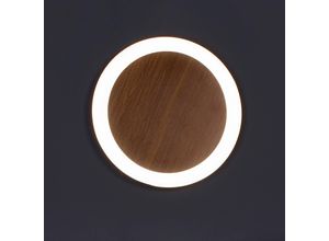 4250294316226 - - led Wandleuchte moon für Wand & Decke Holzoptik 3 Stufen dimmbar Ø30cm