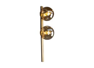 4250294317124 - Außergewöhnliche Wandlampe PLUTO Messing 2 flammig - Glaskugel Amber