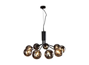 4250294317216 - - Pendelleuchte neptun 9 flammig Schwarz & Rauchglas bis 161cm lang