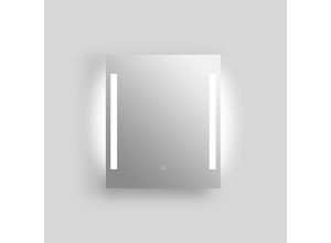 4250312123379 - LED-Lichtspiegel WELLTIME Plaza siber matt B60cm H70cm T24cm Aluminium glasspiegel Spiegel mit Lichtfarbenwechsler und Dimmschalter in verschiedenen Größen