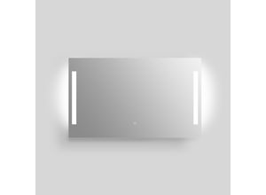 4250312123393 - LED-Lichtspiegel WELLTIME Plaza siber matt B100cm H60cm T24cm Aluminium glasspiegel Spiegel mit Lichtfarbenwechsler und Dimmschalter in verschiedenen Größen