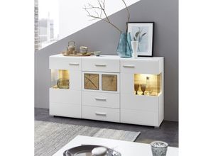 4250314529308 - - Kommode Beistellkommode Sideboard inkl led Weiß   Eiche Altholz Nb Dekor Sid