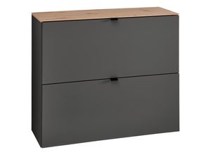 4250314569052 - Hängeschuhschrank  Graphit Eiche Artisan  Metall  4 Fächer  100x84x37 cm  Beimöbel erhältlich hängend  Garderobe Schuhaufbewahrung