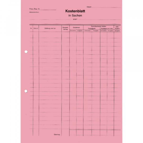 4250340504317 - Kostenblatt K440 A4 rt 100St 4250340504317 100 Stück