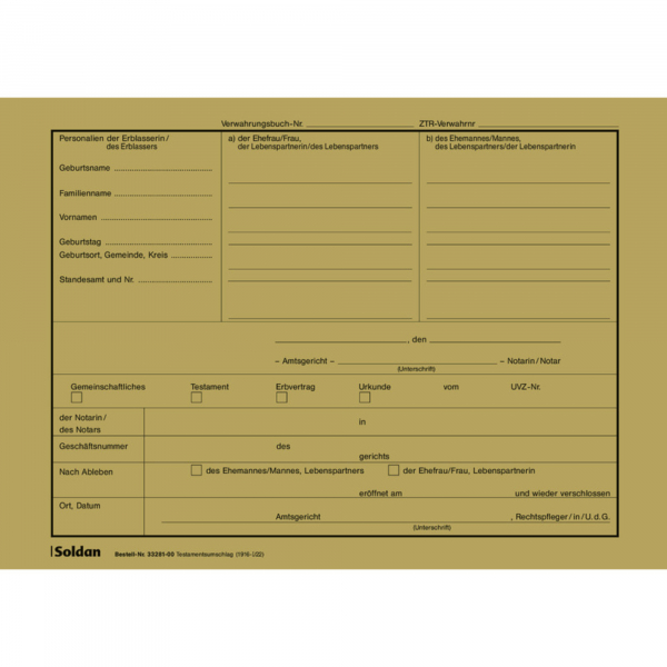 4250340510974 - Testamentsumschlag NOT5110 m Aufdruck 50St 4250340510974 50 Stück