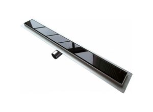 4250347316265 - - Edelstahl Duschrinne GL01 für Duschkabine - Ablaufblende Glas schwarz - Länge wählbar 700mm