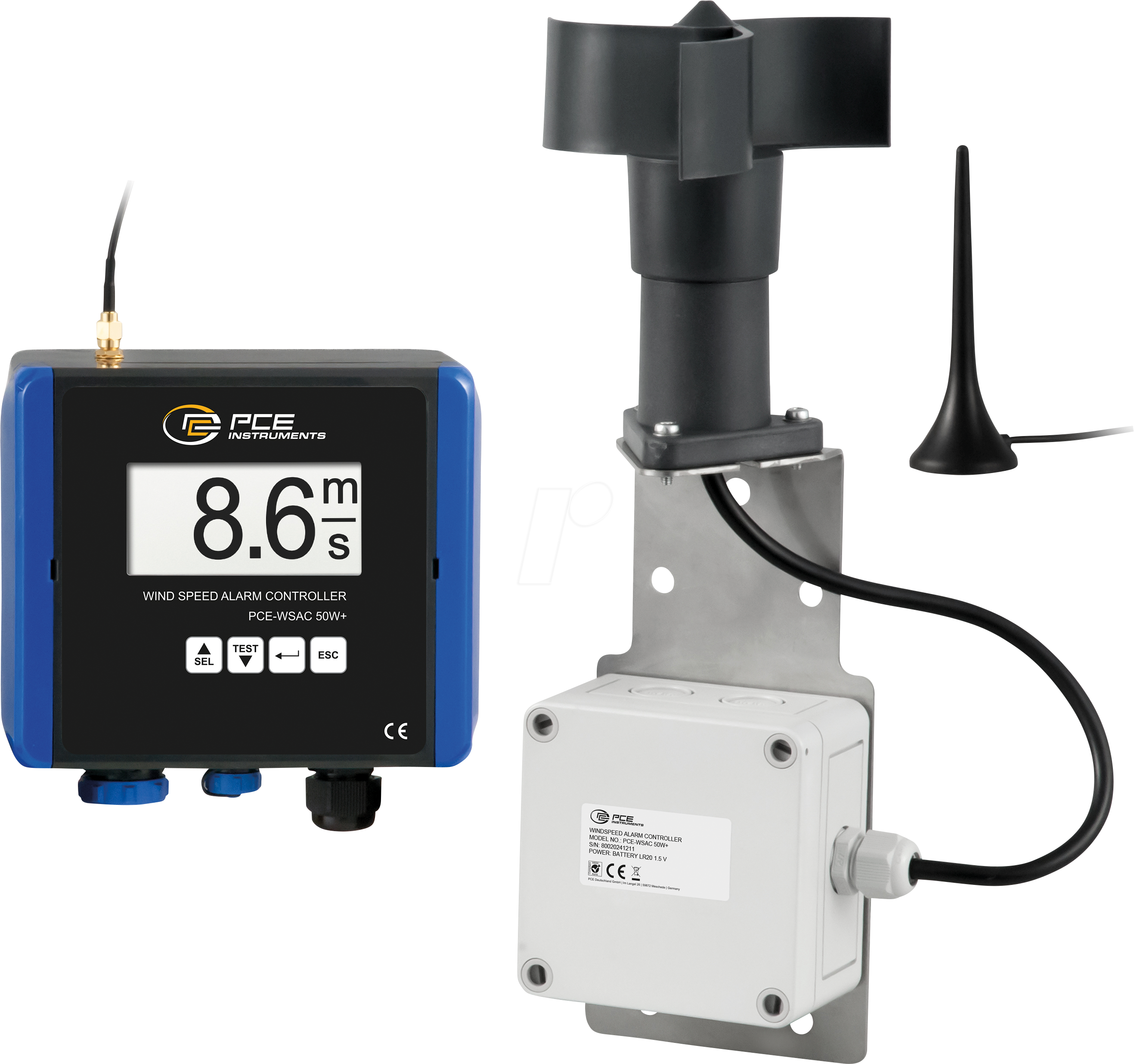 4250348700032 - PCE WSAC50W+230 - Windgeschwindigkeitsmesser PCE-WSAC 50W+ 230
