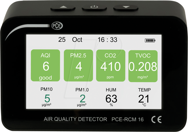 4250348719645 - Pce Instruments - Luftgüte Messgerät pce-rcm 16 Luftqualitätsmesser zur Messung der Luftgüte