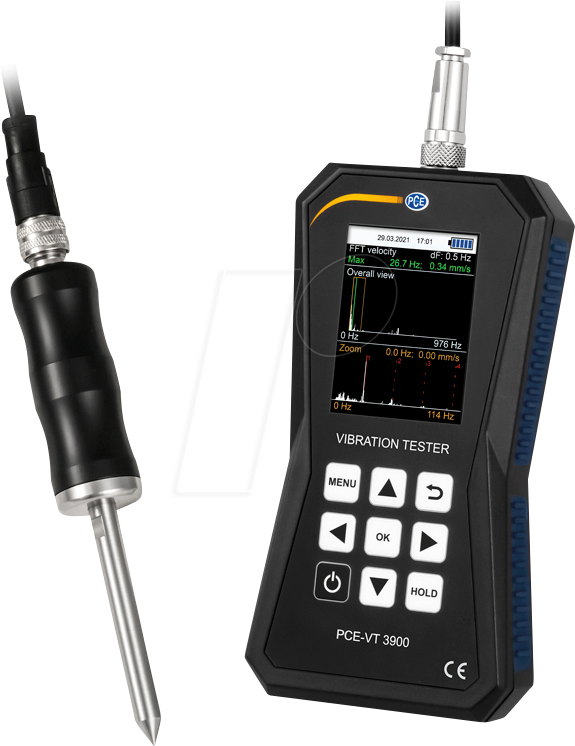 4250348727381 - Instruments Schwingungsmessgerät PCE-VT 3900S inkl Messspitze mit Handgriff FFT Analyse Routenmessung ISO 10816-3