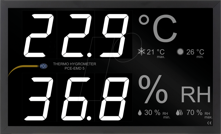 4250348728449 - Instruments PCE-EMD 5 PCE-EMD 5 Einbau-Messinstrument 0 bis 50 °C 0 bis 999 % rF