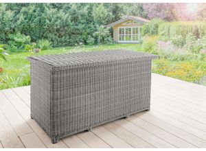 4250352521494 - Kissenbox DESTINY CASA grau Aufbewahrungsboxen B H T 175cm x 90cm x 86cm Aluminium Geflecht Polyrattan Polyrattan Deckel mit Gasdruckfeder inkl Inlett mit Reißverschluß B175cm H90cm T86cm