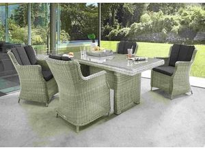 4250352525812 - Garten-Essgruppe LUNA  Polyrattan 4 Sessel Tisch 200x100x75 cm inkl