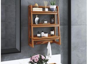 4250352526567 - Wandregal DESTINY SPA & LIVING Regale Gr 3 St offene Fächer braun (holzfarben) Hängeregale Wandregal 3 Ablagefächer 51x22 x 22 66 cm Teak