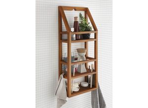 4250352526628 - Duschregal DESTINY SPA & LIVING braun (holzfarben) 3 St offene Fächer Holz Regale Wandregal mit 3 Ablagefächer 28 x 125 x 63 cm Teak