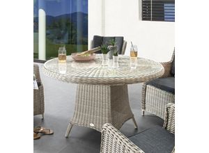 4250352527601 - Gartentisch LUNA Tisch Polyrattan Ø 100x75 cm mit aufgelegter Glaspla