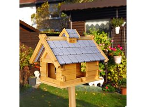 4250357314190 - - Vogelhaus aus Holz in Grau Vogelfutterhaus Vogelhäuser Vogelhäuschen Vogelvilla