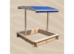 4250357315050 - - Sandkasten Sandbox Sandkiste Spielhaus Holz mit verstellbaren Dach blau neu