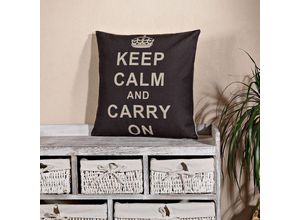 4250357323529 - - Designerkissen Sitzbankkissen Shabby Spruch Keep Calm Füllkissen Polster Vintage