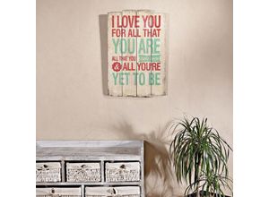 4250357327763 - - Wandbild Wanddekoration Holzbild Wand Bild Holzschild 60cm Love used look Retro