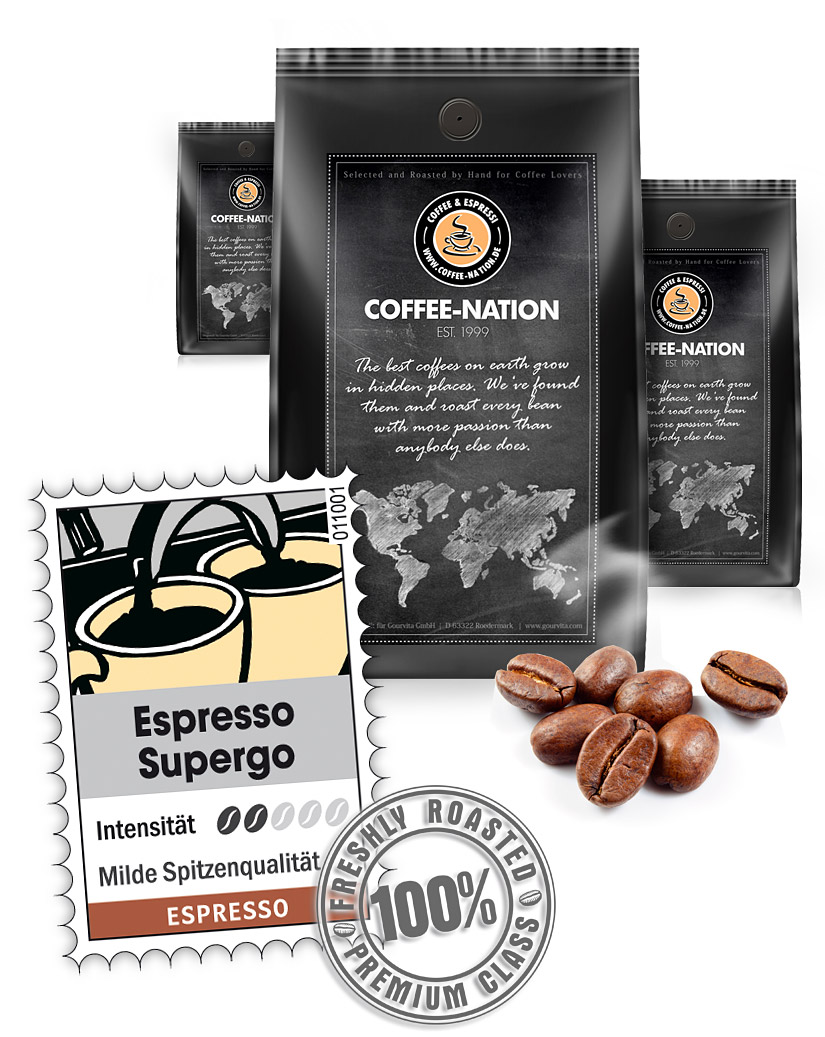 4250363601260 - Kaffee ESPRESSO SUPERGO von Coffee-Nation 1000g Bohnen