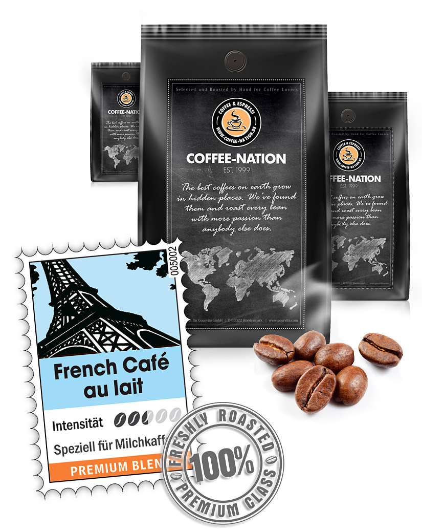 4250363601284 - Kaffee FRENCH CAFE AU LAIT von Coffee-Nation 1000g Bohnen