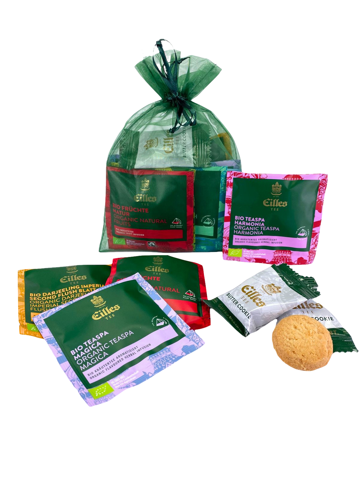 4250363625006 - EILLES TEE Bio Tea Diamonds Geschenke Beutel mit feinen Butter Cookies