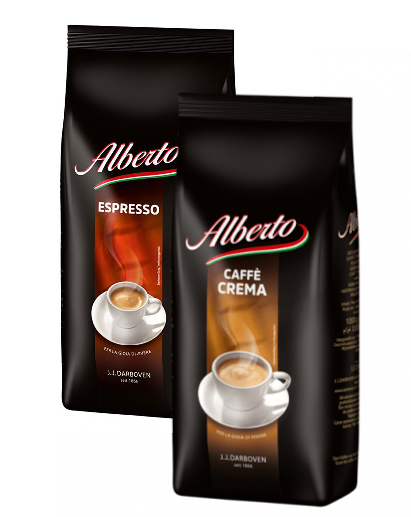 4250363625150 - Kaffee-Set DOPPIO von Alberto 2x1000g Bohnen