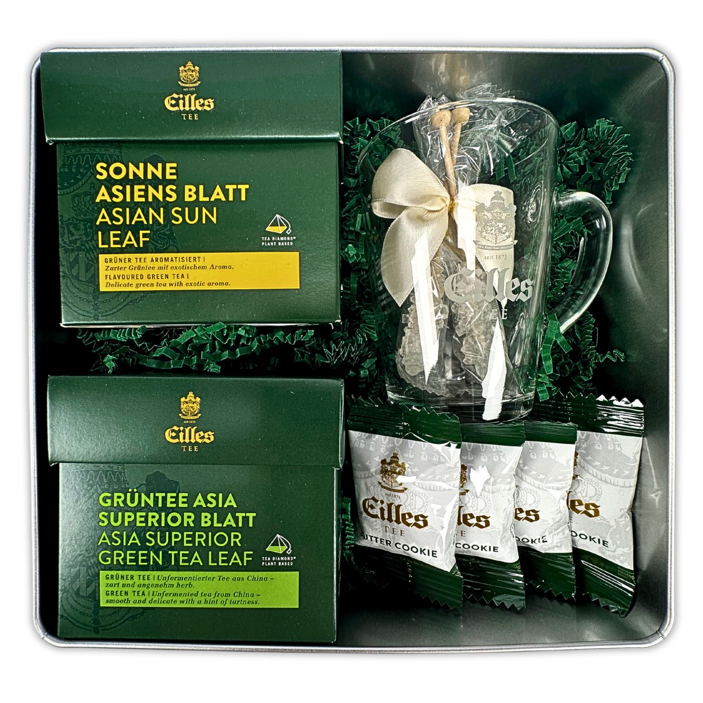 4250363625808 - Geschenkset GRÜNTEE mit Tea Diamonds und Designer Teeglas von EILLES