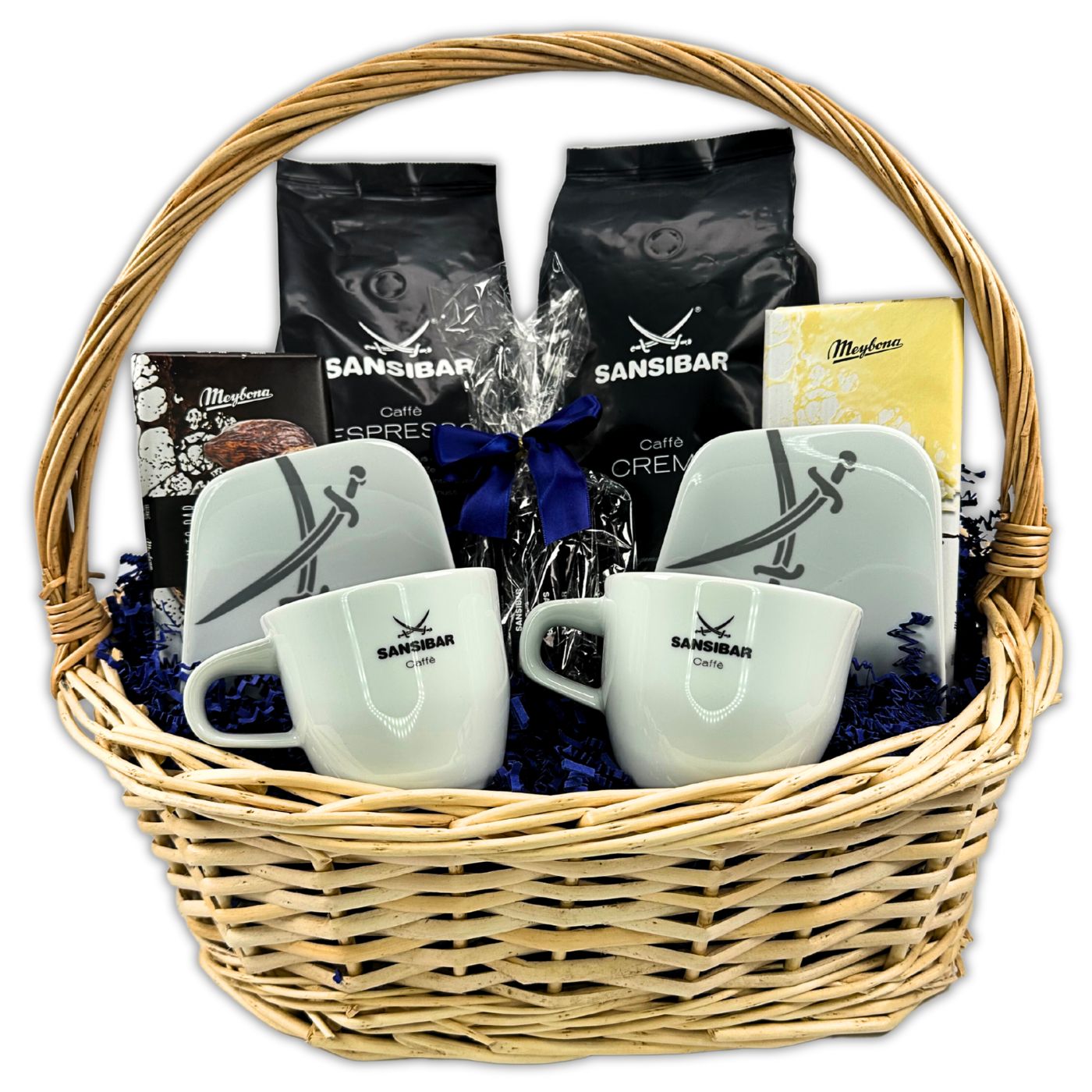 4250363625969 - Geschenkkorb SANSIBAR DELUXE mit Kaffee Geschirr und Meybona Schokolade