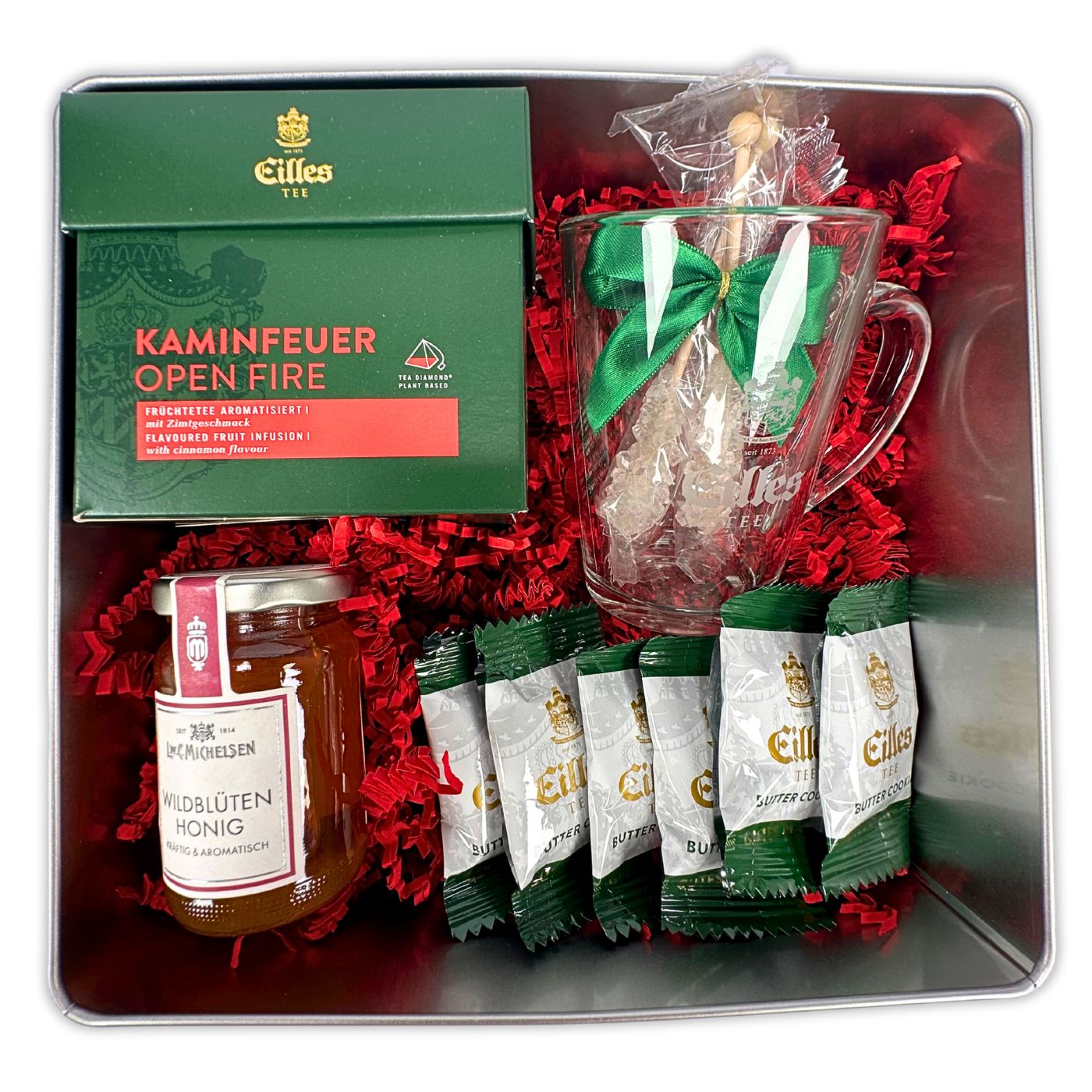 4250363625990 - Geschenkset KAMINFEUER mit Tea Diamonds und Teeglas von und Honig