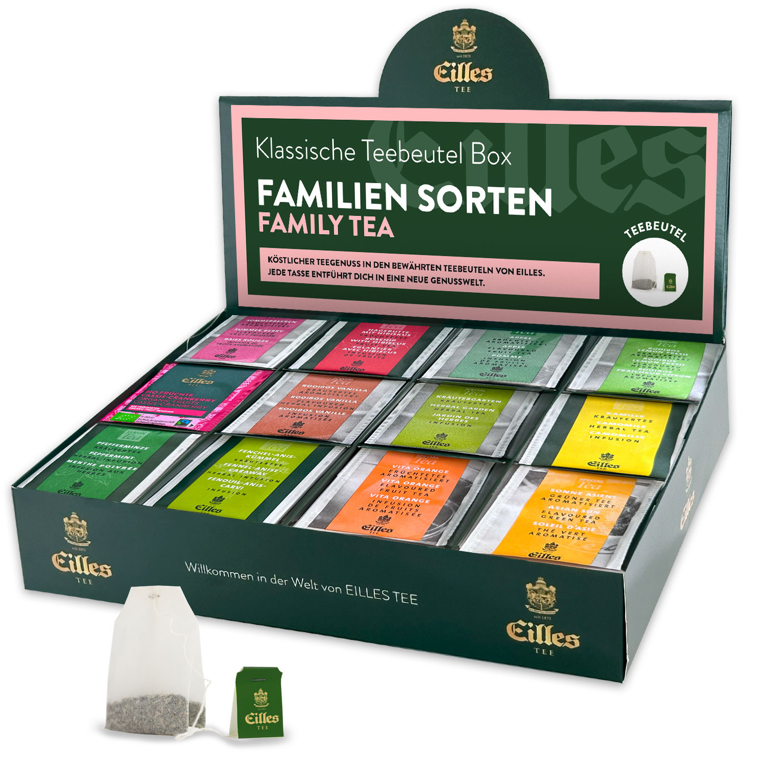 4250363626126 - FAMILY Mischbox mit 12 Sorten EILLES Teebeutel speziell für die Familie