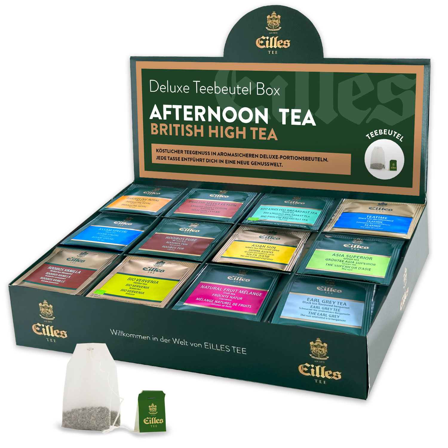 4250363626133 - BRITISH AFTERNOON Mischbox mit 12 Sorten EILLES Deluxe Teebeutel für tolle Teezeremonien