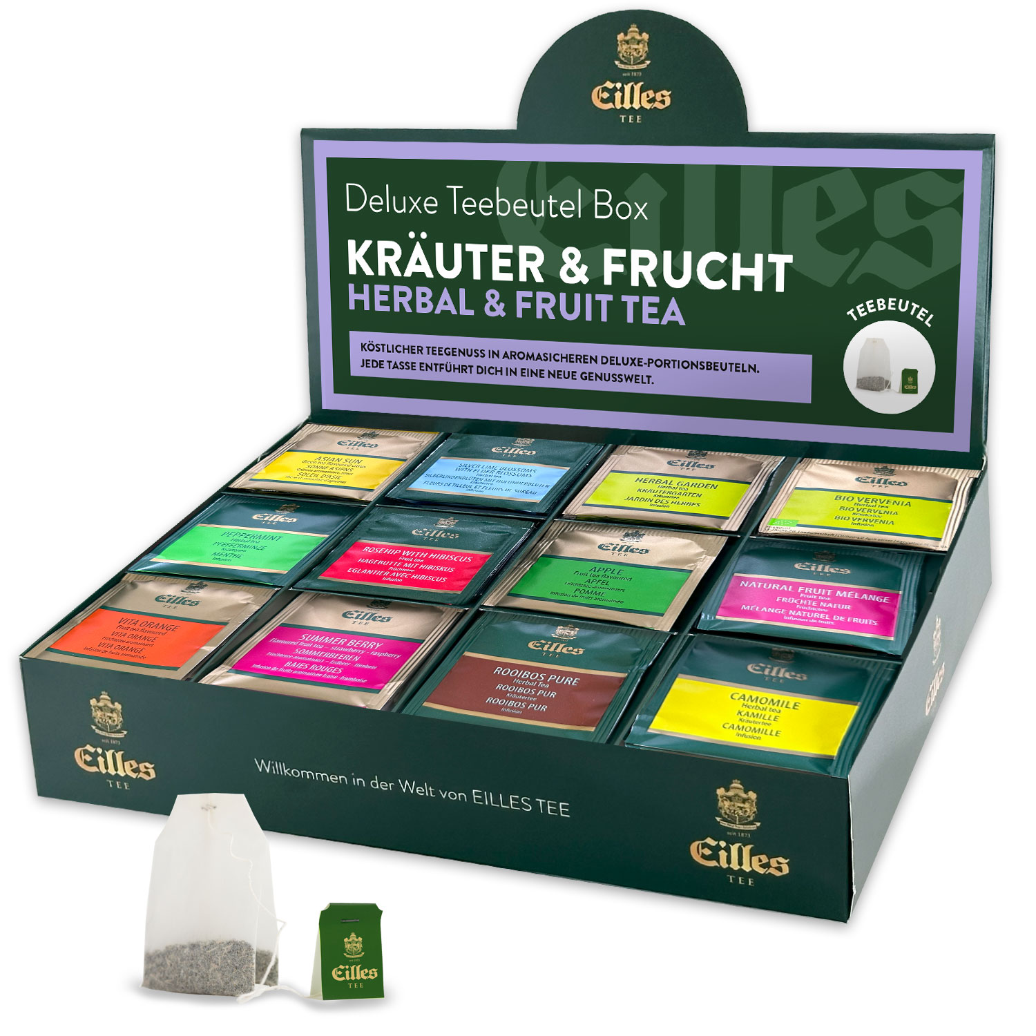 4250363626171 - KRÄUTER & FRUCHT Mischbox mit 12 Sorten EILLES Deluxe Teebeutel