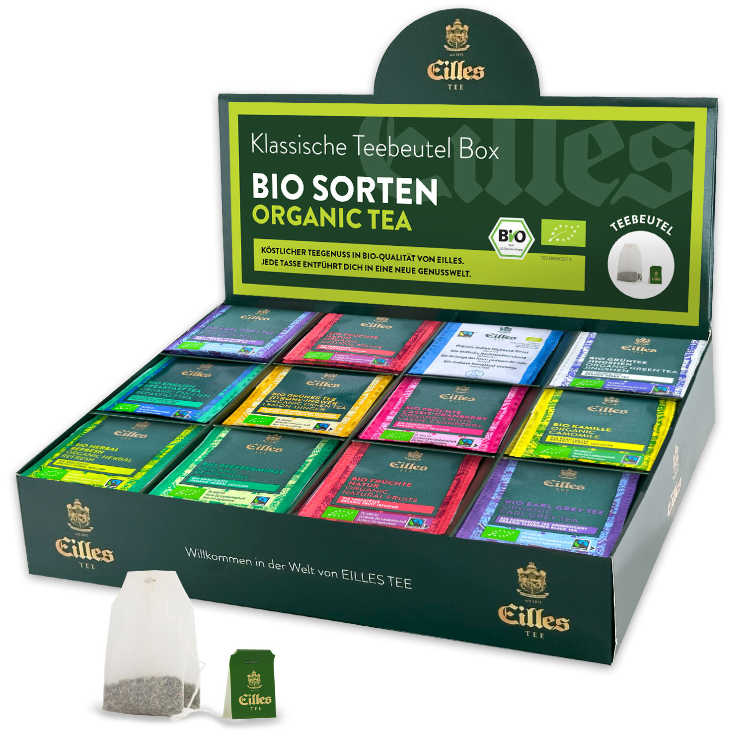 4250363626201 - ORGANIC Mischbox mit 12 Sorten EILLES Teebeutel in Bio Qualität