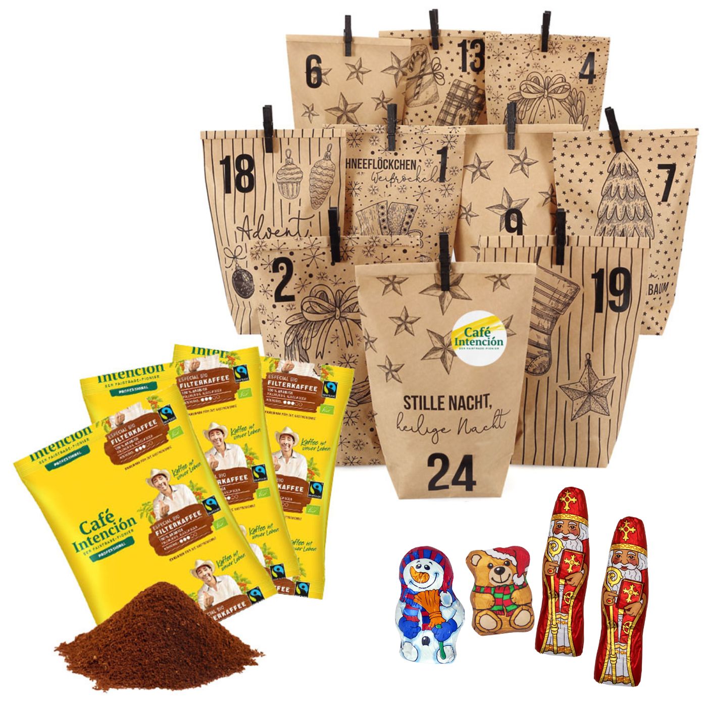 4250363626393 - Adventskalender Café Intención BIO & Fairtrade mit Kaffee und Schokolade zum Selbstbasteln