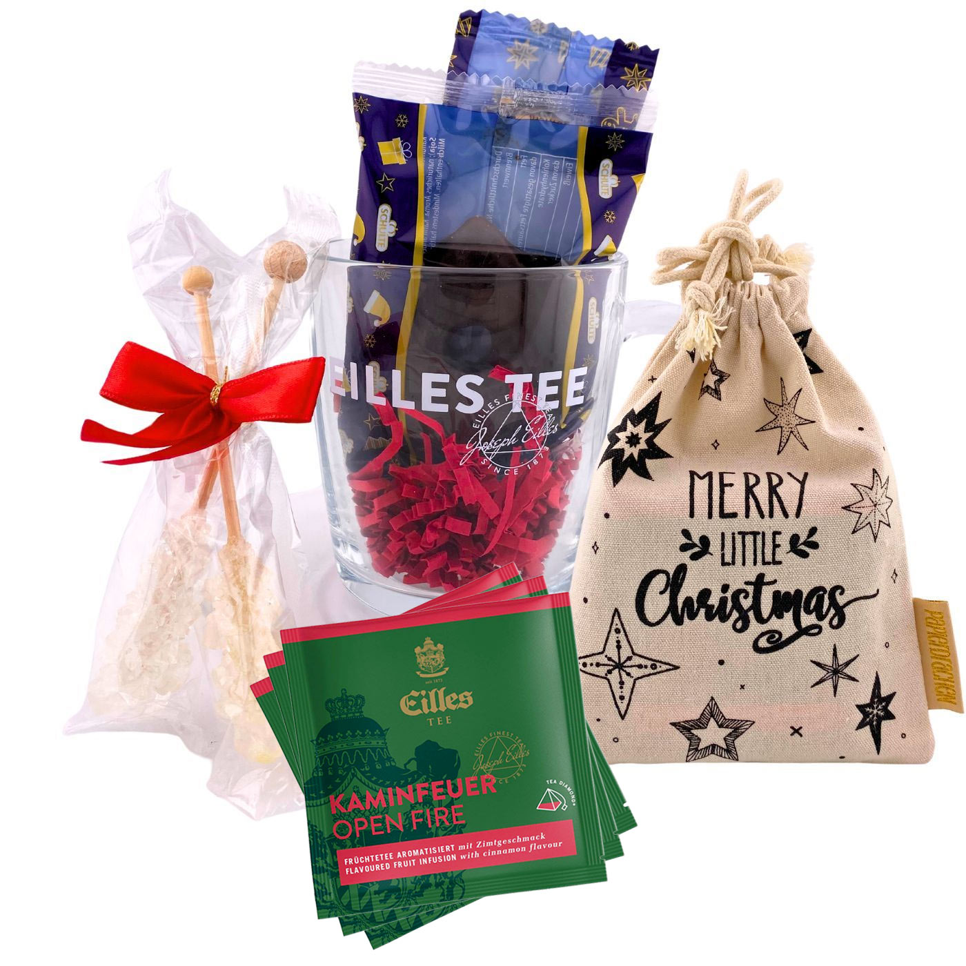 4250363626409 - EILLES Tea Diamonds Geschenkset Merry little Christmas mit 5 Sorten im weihnachtlichen Säckchen