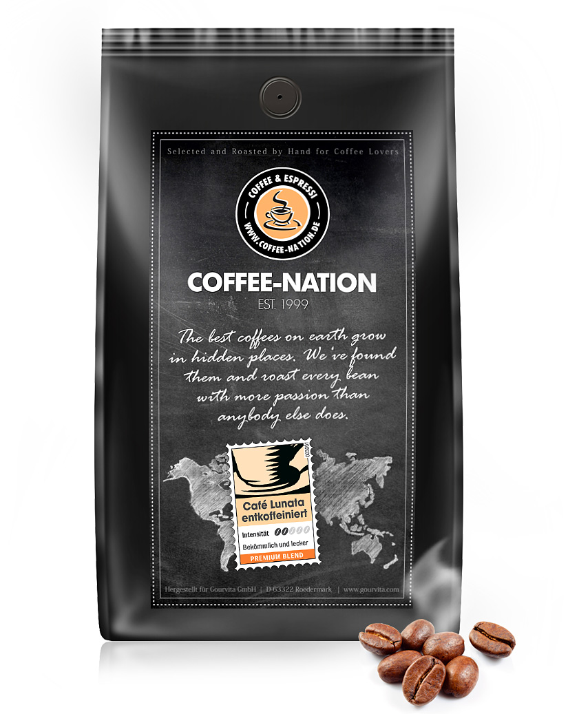 4250363627536 - Kaffee CAFÉ LUNATA entkoffeiniert von Coffee-Nation 500g Bohnen