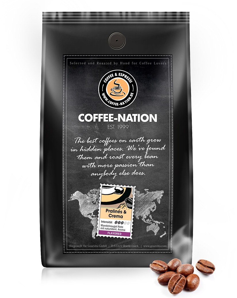 4250363628052 - Kaffee PRALINES & CREAM aromatisiert von Coffee-Nation 500g Bohnen