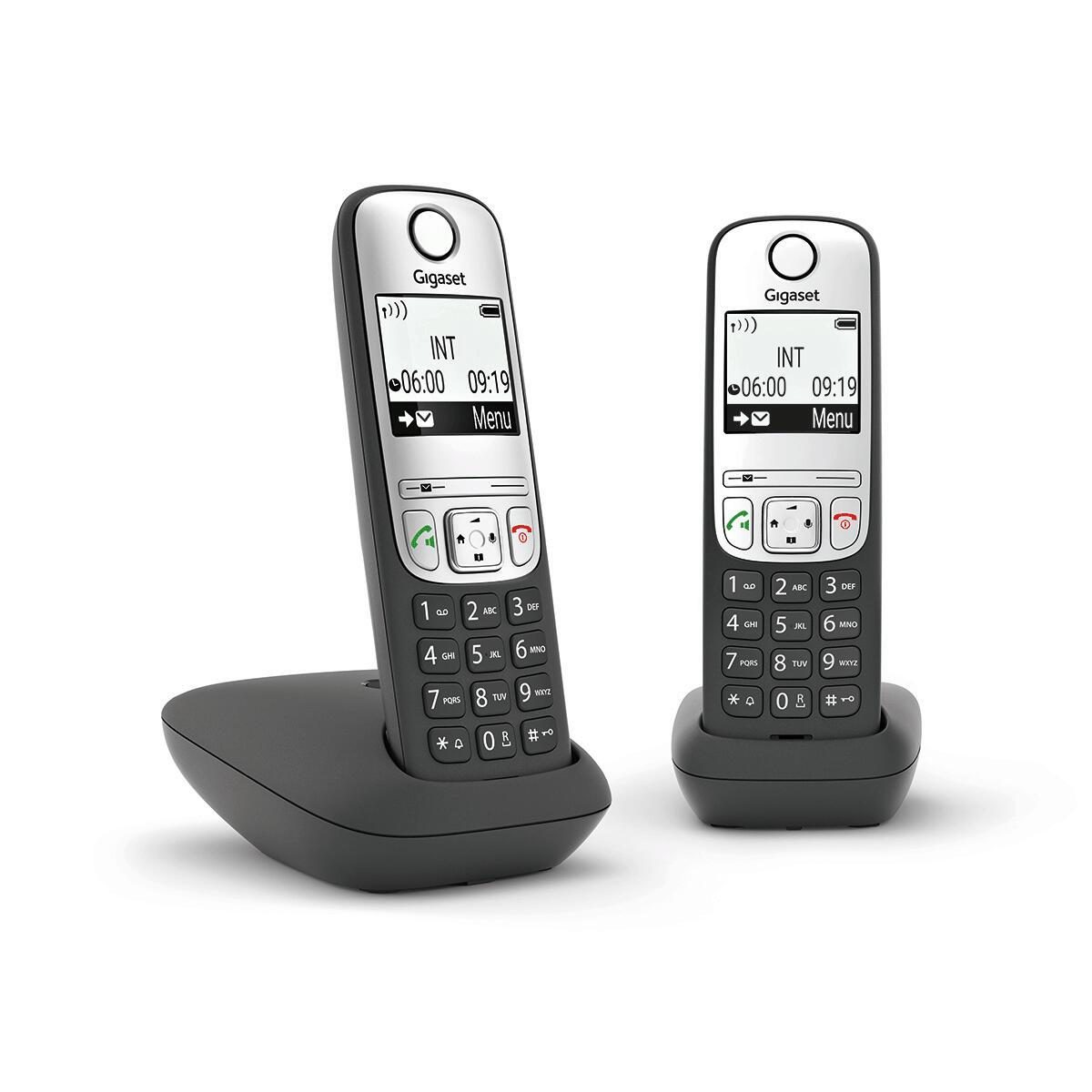 4250366855684 - A690 Duo - Schnurlostelefon mit Rufnummernanzeige - ECO DECTGAP - dreiweg Anruffunktion - Schwarz + zusätzliches Handset (L36852-H2810-B101)