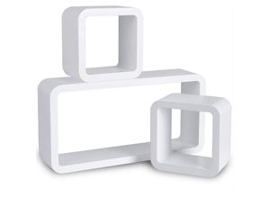 4250367130063 - Woltu - Wandregal Cube Regal 3er Set Würfelregal Hängeregal weiß Quadratisch Schwebend Design Weiß 4250367130063 - Woltu - Wandregal Cube Regal 3er Set Würfelregal Hängeregal weiß Quadratisch Schwebend Design Weiß