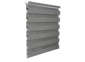 4250367141588 - Doppelrollo Klemmfix ohne Bohren für Fenster in Holzlook Grau 55x150cm - Woltu