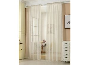 4250367166062 - Gardinen transparent mit Kräuselband Vorhang Leinenoptik Halbtransparent Voile Leinenvorhang Stores Fensterschal Dekoschal Wohnzimmer Kinderzimmer