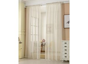 4250367166116 - Gardinen transparent mit Kräuselband Vorhang Leinenoptik Halbtransparent Voile Leinenvorhang Stores Fensterschal Dekoschal Wohnzimmer Kinderzimmer